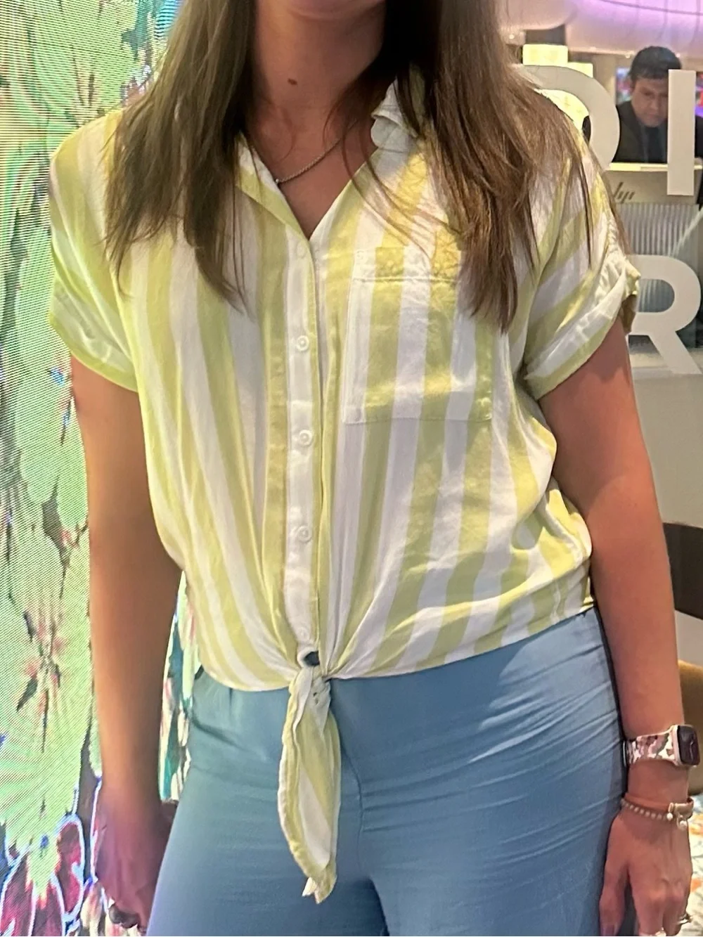 beachlunchlounge Yellow/Lime & White Striped Shirt - Picture 6 of 6
